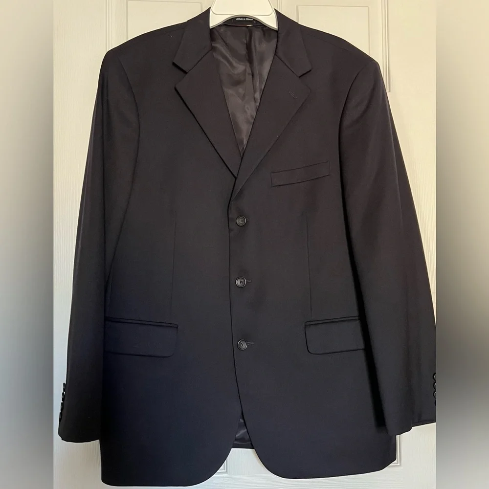J. Crew Men’s Navy Blazer Sport Coat 100% Wool Three Button LIKE NEW 44R